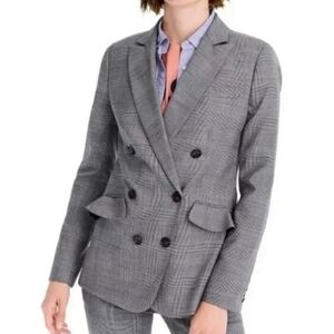J. Crew Wool Plaid Gray Double-Breasted Blazer
